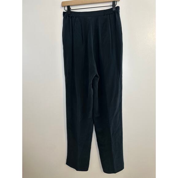 Vintage Design by Pat Argenti Womens 100% Silk Blouse Pants Set Black Flowy 6 - Picture 9 of 13